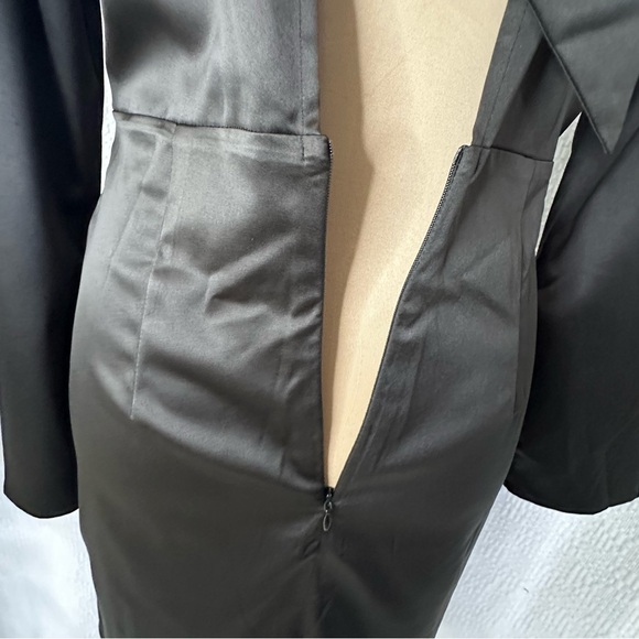 NWT Commense Satin Mock Neck Tie Back Black Short Dress Size Medium - Picture 13 of 13